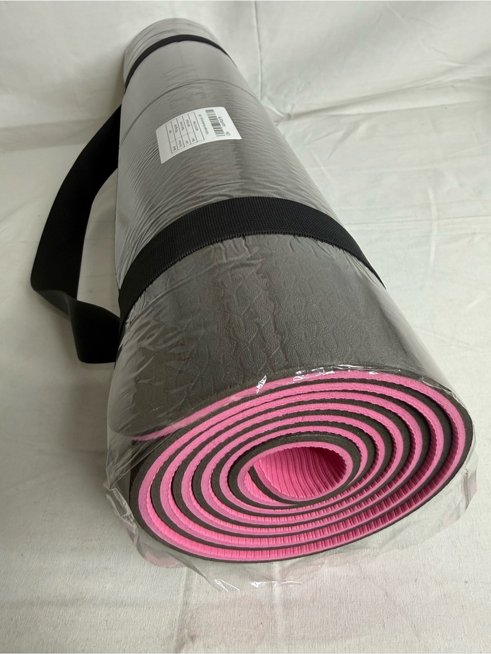LVME Black and Pink Dual-Layer Yoga Mat with Carry Strap